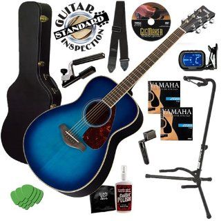 Yamaha FS720S Blue Aqua Guitar COMPLETE BUNDLE w/ Hard Case & Stand Musical Instruments