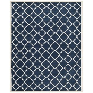 Safavieh Handmade Moroccan Chatham Blue/ Ivory Wool Geometric pattern Rug (89 X 12)