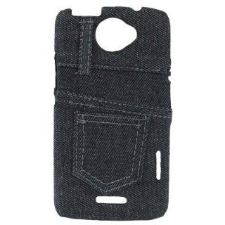 Jeans Skin Style Plastic Case for HTC One X / S720e (Dark Blue) Cell Phones & Accessories