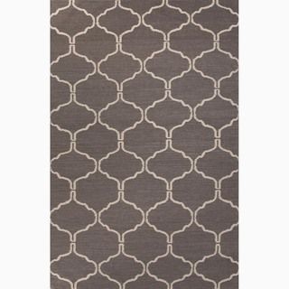Hand made Moroccan Pattern Gray/ Ivory Wool Rug (8x10)