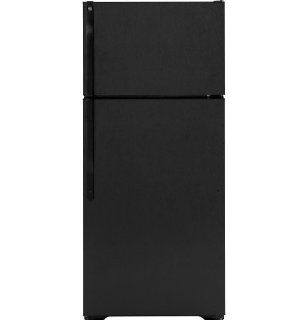 GE GTH17DBDBB 16.5 Cu. Ft. Black Top Freezer Refrigerator   Energy Star Kitchen & Dining
