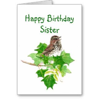 Birthday Sister Old Age Humor Song Sparrow Bird Card