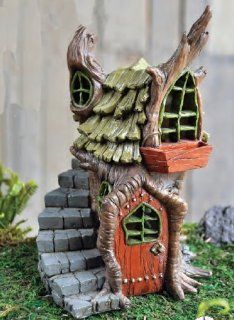 Fiddlehead Fairy Garden Miniature Garden Stump House Halloween  Outdoor Statues  Patio, Lawn & Garden