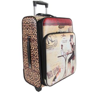 Nicole Lee Coffee Print 21 inch Expandable Rolling Carry on Laptop Upright Suitcase