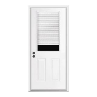 ReliaBilt Blinds Between The Glass Half Lite Prehung Inswing Steel Entry Door (Common 32 in x 80 in; Actual 33.5 in x 81.75 in)