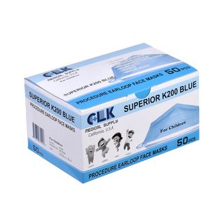 Clk Superior K200 Earloop Childrens Blue 50 count Procedure Face Masks (pack Of 20)