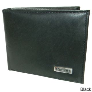 Top Bull Cowhide Leather Bi fold Button Closure Wallet