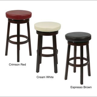 Round Faux Leather Seat And Circular Footrest Barstool