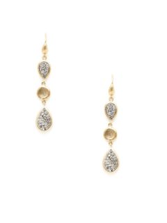 Gold & Titanium Druzy Triple Drop Earrings by Marcia Moran