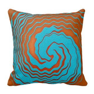 Blue and Orange Abstract Wave Art Throw Pillow