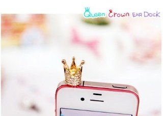 Dust Plug earphone Jack Accessories Crystal Gold Crown / Cell Charms / Dust Plug / Ear Jack for Iphone 4/ Other 3.5mm Ear Jack(with Cutey Gift Box) Cell Phones & Accessories