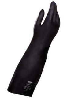 MAPA Chem Ply N 730 Neoprene Glove, Chemical Resistant, 0.022" Thickness, 18" Length, Size 9, Black (Case of 12 Pairs) Chemical Resistant Safety Gloves