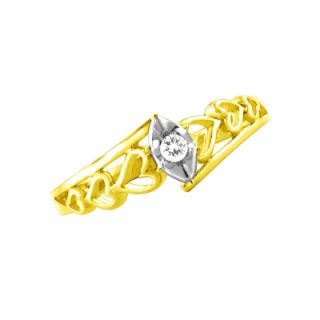 Diamond Accent Promise Ring in 14K Gold with Side Heart Accents   Size