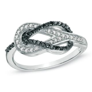 CT. T.W. Enhanced Black and White Diamond Infinity Knot Ring in