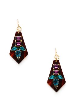 Teal & Purple Crystal Geometric Earrings by Sandy Hyun
