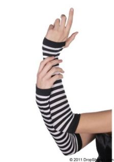 Nylon Striped Arm Warmers (Black/White;One Size) Clothing