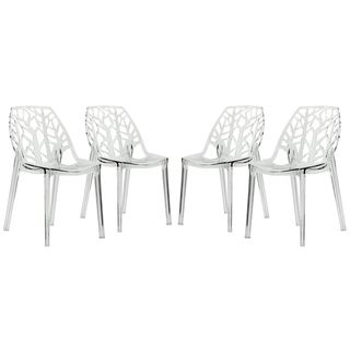 Modern Flora Clear Cut out Transparent Plastic Dining Chairs (set Of 4)