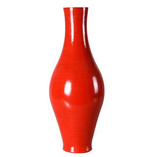 Bold Red Decorative Wood Vase
