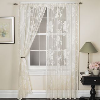 Jeffrey Fabrics Rose Lace 84 inch Curtain Panel Pair Ivory Size 56 x 84