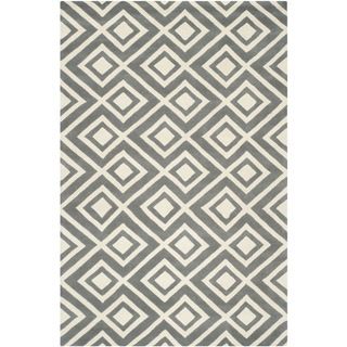 Safavieh Handmade Moroccan Chatham Square pattern Dark Gray/ Ivory Wool Rug (5 X 8)