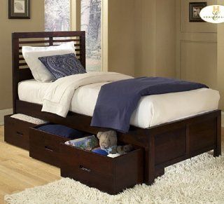 Paula II Captain's Bed with Drawers Finish Medium Brown, Size Full   Childrens Bed Frames