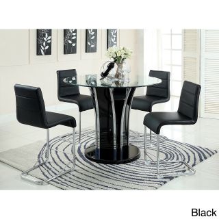 Furniture Of America Furniture Of America Ziana Contemporary 5 piece 48 inch Counter Height Round Tempered Glass Dining Set Black Size 5 Piece Sets