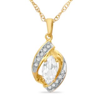 Marquise White Topaz and Diamond Accent Pendant in 10K Gold   Zales