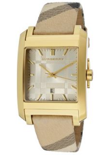 Burberry BU1579 SD  Watches,Womens Gold Dial Brown Multicolor Plaid Leather, Casual Burberry Quartz Watches