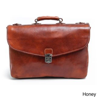 Alberto Bellucci Tuscany Large Triple Compartment Leather Messenger Briefcase
