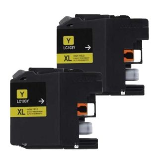 Brother Lc103 Yellow Compatible Ink Cartridge (remanufactured) (pack Of 2)