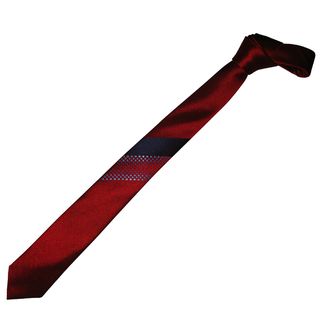Dmitry Mens Italian Silk Red Patterned Skinny Tie