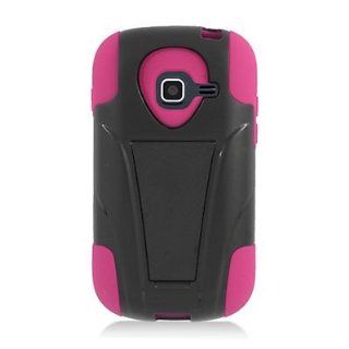 For Straight Talk Net10 Galaxy Centura SCH S738C Hybrid Case Pink Black Y Stand 