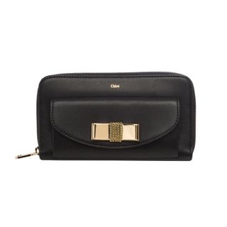 Chloe Bobbie Black Zip Around Bow Wallet