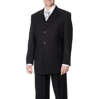 Caravelli Fusion Mens Black 3 piece Vested Suit