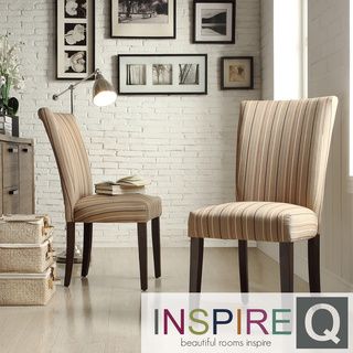 Inspire Q Catherine Mocha Brown Stripe Parsons Dining Chair (set Of 2)