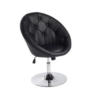 Black Adjustable Button tufted Swivel Chair