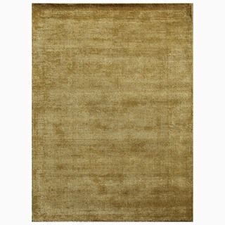 Handmade Solid Pattern Green Wool/ Art Silk Rug (8 X 10)