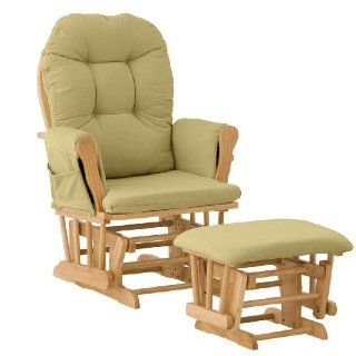 Stork Craft Hoop Glider and Ottoman, Natural/Green Chenille  Nursery Gliders  Baby