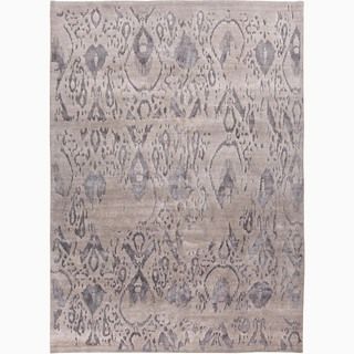 Hand made Tribal Pattern Gray Wool/ Bamboo Silk Rug (2x3)
