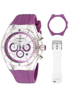 Technomarine 111032  Watches,Womens Cruise Lipstick Chronograph Silver Iridescent Dial Purple Silicone, Chronograph Technomarine Quartz Watches