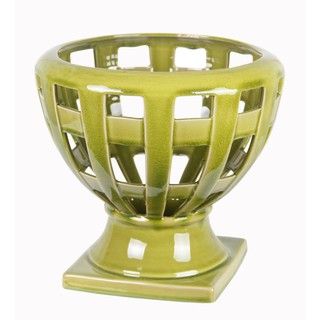 Crackled Pierced Ceramic Bowl Decorative Accent