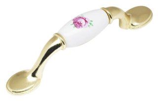 Achim Home Furnishings 742 HDL 24 Flower Cabinet Handle, Brass Plate and White Ceramic, Set of 6   Cabinet And Furniture Pulls  