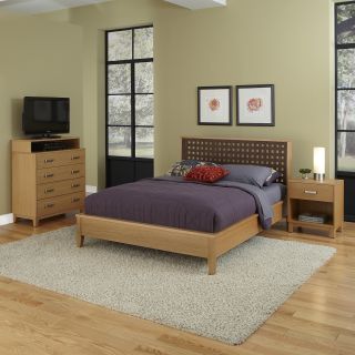 Home Styles The Rave Bed, Night Stand, And Media Chest Oak Size Queen