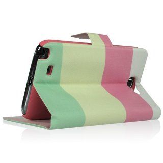 ZuGadgets Magenta+Yellow+Green/Elegant Tri Color Premium PU Leather Stand Protective Skin Case Cover Wallet for Samsung GALAXY Note II 2 N7100 (4265 4) Cell Phones & Accessories