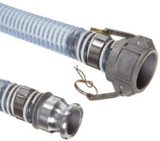 Unisource 1750 clear PVC Food Grade Hose Assembly, 2 1/2" Aluminum Cam And Groove Connection, 29.8" Hg Vacuum Rating 35 PSI Maximum Pressure, 25' Length, 2 1/2" ID Cam And Groove Fittings