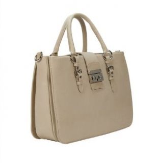 HS 6103 PERI BG Made in Italy Smooth Leather Beige Zip Structured Tote Shoes