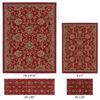 Contemporary Lagoon 4590 Red Area Rugs (set Of 4)