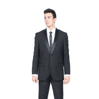 Zonettie By Ferrecci Mens Slim Fit Black Shawl Collar Tuxedo Suit