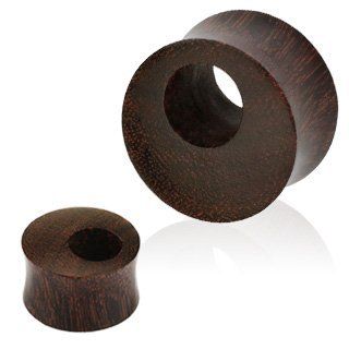 Organic Natural Tamarind Wood Double Flare Plugs with Offset Eyelet Tunnel   0G (8mm)   Sold as a Pair Jewelry