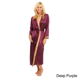 Alexander Del Rossa Del Rossa Womens Contrasting Trim Satin Robe Purple Size L (12  14)